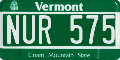 VT license plate NUR575