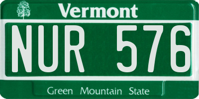 VT license plate NUR576