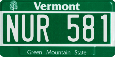 VT license plate NUR581