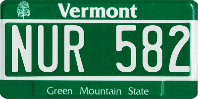 VT license plate NUR582