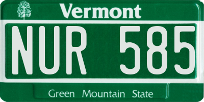 VT license plate NUR585