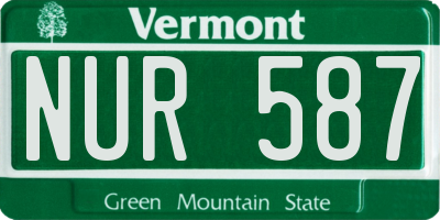 VT license plate NUR587