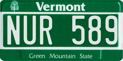 VT license plate NUR589