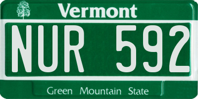 VT license plate NUR592