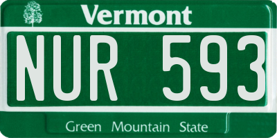 VT license plate NUR593