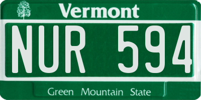 VT license plate NUR594