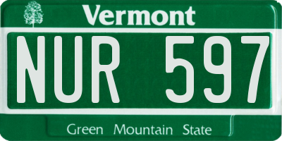 VT license plate NUR597