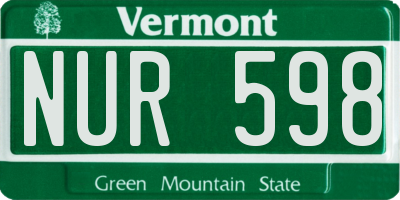 VT license plate NUR598