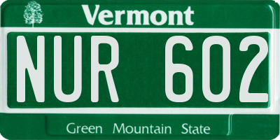 VT license plate NUR602