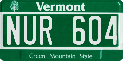 VT license plate NUR604