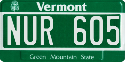 VT license plate NUR605