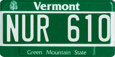 VT license plate NUR610