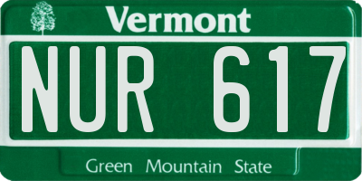 VT license plate NUR617