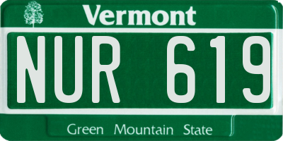 VT license plate NUR619