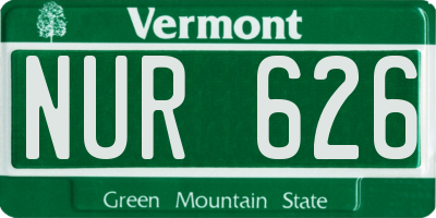 VT license plate NUR626