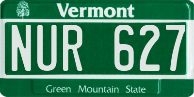 VT license plate NUR627
