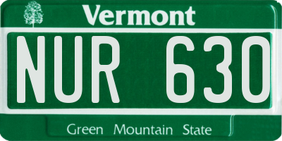 VT license plate NUR630