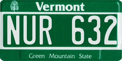 VT license plate NUR632