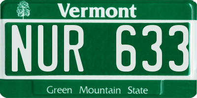 VT license plate NUR633