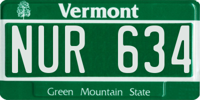 VT license plate NUR634