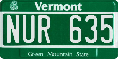 VT license plate NUR635