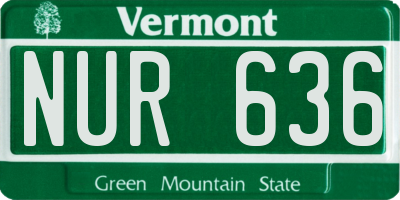 VT license plate NUR636