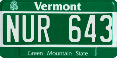 VT license plate NUR643