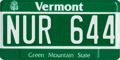 VT license plate NUR644