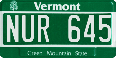 VT license plate NUR645