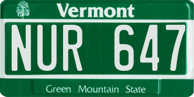 VT license plate NUR647