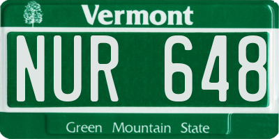 VT license plate NUR648