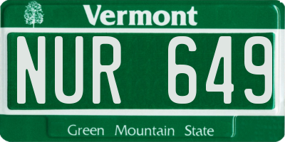 VT license plate NUR649