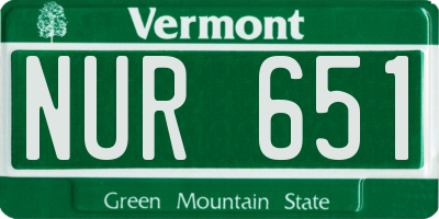 VT license plate NUR651