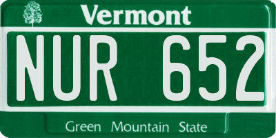 VT license plate NUR652