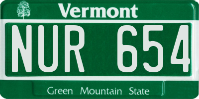 VT license plate NUR654
