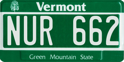 VT license plate NUR662