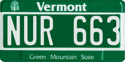 VT license plate NUR663
