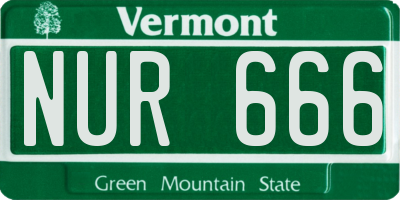 VT license plate NUR666