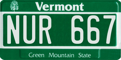 VT license plate NUR667