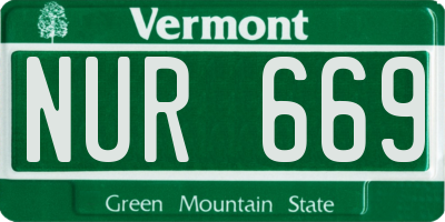 VT license plate NUR669