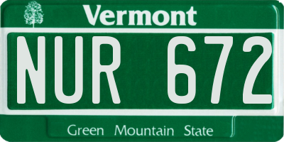 VT license plate NUR672