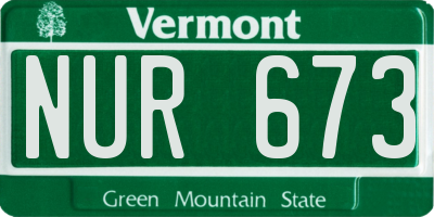 VT license plate NUR673