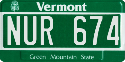 VT license plate NUR674