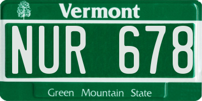 VT license plate NUR678