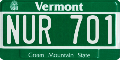 VT license plate NUR701