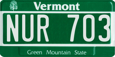 VT license plate NUR703