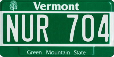 VT license plate NUR704