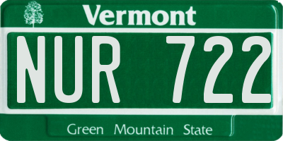 VT license plate NUR722