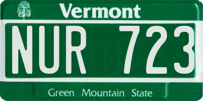 VT license plate NUR723
