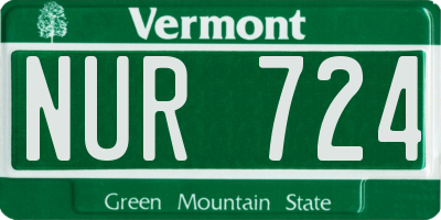 VT license plate NUR724